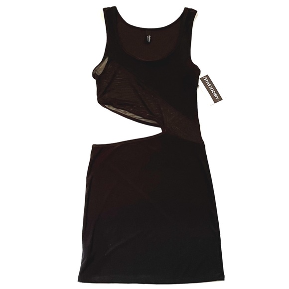 Style Society Mesh Cutout Dress Black Stretchy Small Cocktail Club Sexy Party - Picture 1 of 10